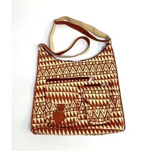 BOGO Serrv Fair Trade Handmade Orange Pattern Crossbody Purse Bag Cotton Silk